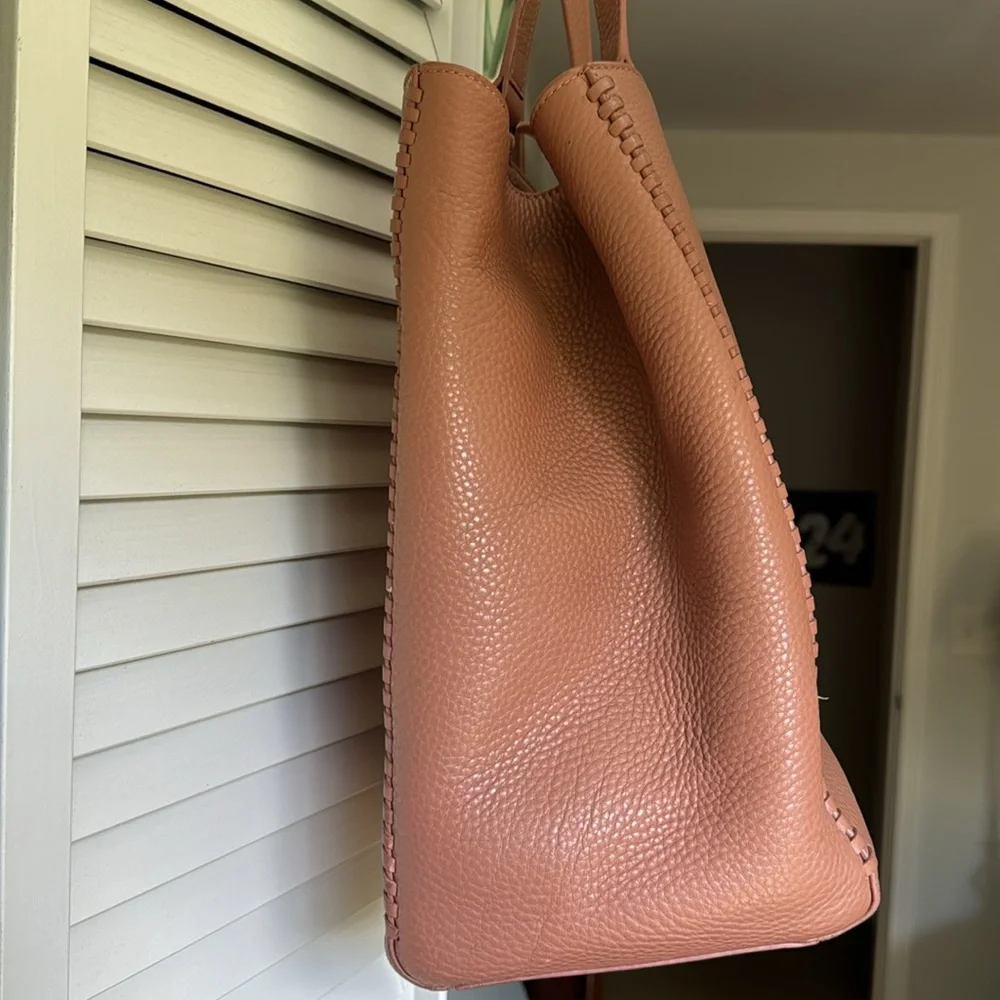 Dagne Dover Dust Pink Leather Laptop Tote